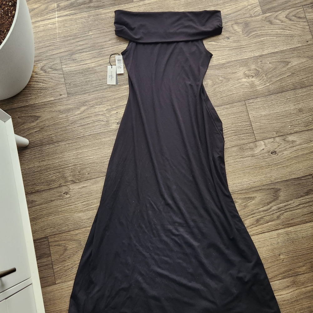 NWT Aritzia Babaton Statuette Off-the-shoulder Drapey Jersey Maxi Dress Size L - Picture 2 of 7